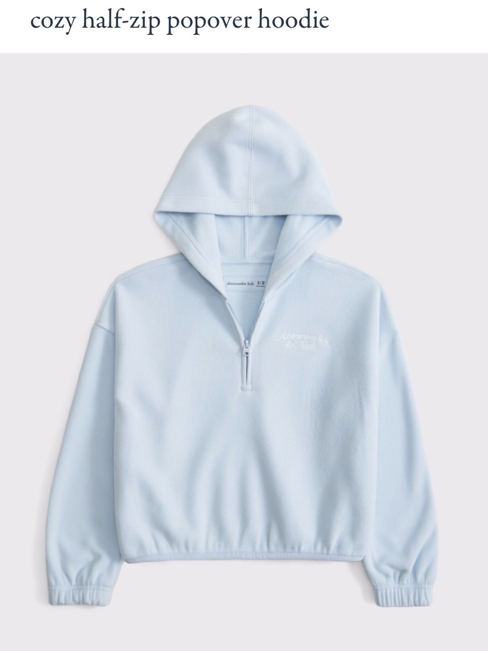 Abercrombie Girls Like-new Cozy Half Zip Popover Hoodie, Ballet Blue, Size 13/14